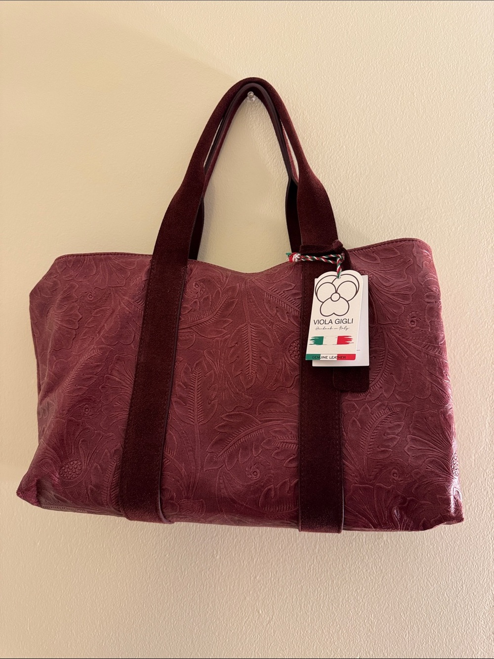 VIOLA GIGLI Burgundy Leather Shoulder Bag